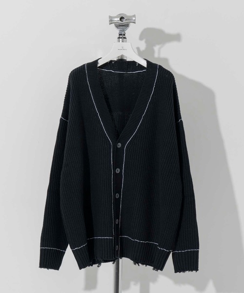 MAISON SPECIAL（メゾンスペシャル）の「《ユニセックスアイテム》プライムオーバークラッシュニットVネックカーディガン【MAISON SPECIAL/メゾンスペシャル】（カーディガン/ボレロ・メンズ・ブラック/ブルー/グレイッシュベージュ・1/2）」の13枚目の写真