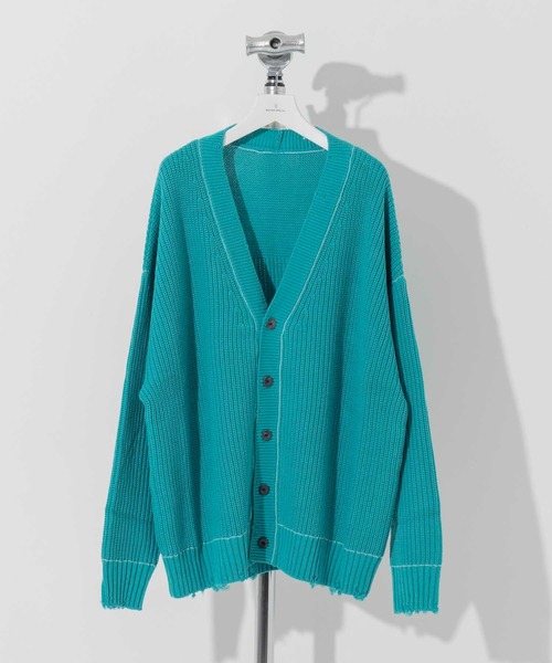 MAISON SPECIAL（メゾンスペシャル）の「《ユニセックスアイテム》プライムオーバークラッシュニットVネックカーディガン【MAISON SPECIAL/メゾンスペシャル】（カーディガン/ボレロ・メンズ・ブラック/ブルー/グレイッシュベージュ・1/2）」の7枚目の写真