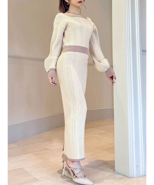 RESEXXY（リゼクシー）の「ドッキングタイトニットワンピース（ワンピース・レディース・ブラック/アイボリー/ベージュ・FREE）」の2枚目の写真