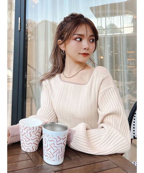 RESEXXY（リゼクシー）の「ドッキングタイトニットワンピース（ワンピース・レディース・ブラック/アイボリー/ベージュ・FREE）」の9枚目の写真