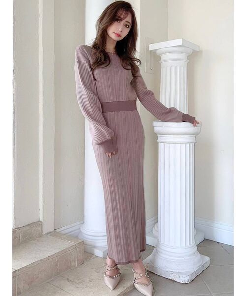 RESEXXY（リゼクシー）の「ドッキングタイトニットワンピース（ワンピース・レディース・ブラック/アイボリー/ベージュ・FREE）」の10枚目の写真