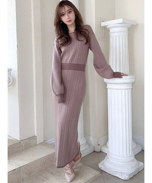 RESEXXY（リゼクシー）の「ドッキングタイトニットワンピース（ワンピース・レディース・ブラック/アイボリー/ベージュ・FREE）」の11枚目の写真