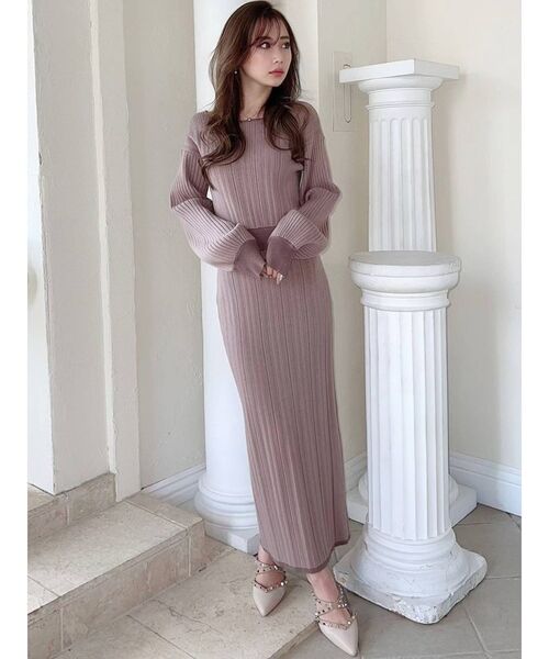 RESEXXY（リゼクシー）の「ドッキングタイトニットワンピース（ワンピース・レディース・ブラック/アイボリー/ベージュ・FREE）」の12枚目の写真