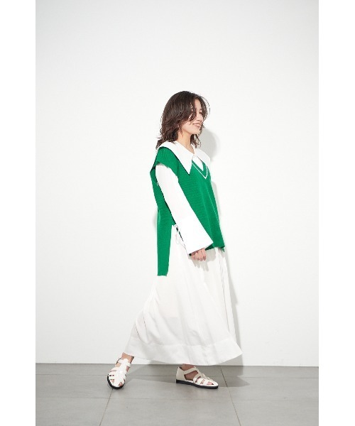 LILY BROWN（リリーブラウン）の「ニットベストトップス（ニット/セーター・レディース・グレー/オフホワイト/グリーン・FREE）」の14枚目の写真