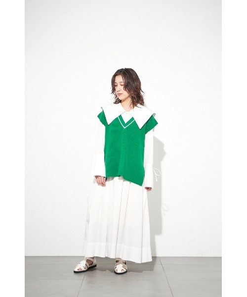 LILY BROWN（リリーブラウン）の「ニットベストトップス（ニット/セーター・レディース・グレー/オフホワイト/グリーン・FREE）」の18枚目の写真