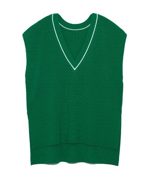 LILY BROWN（リリーブラウン）の「ニットベストトップス（ニット/セーター・レディース・グレー/オフホワイト/グリーン・FREE）」の6枚目の写真