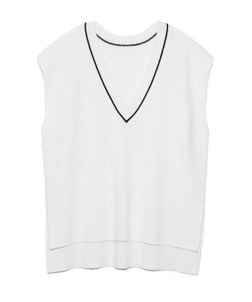 LILY BROWN（リリーブラウン）の「ニットベストトップス（ニット/セーター・レディース・グレー/オフホワイト/グリーン・FREE）」の5枚目の写真