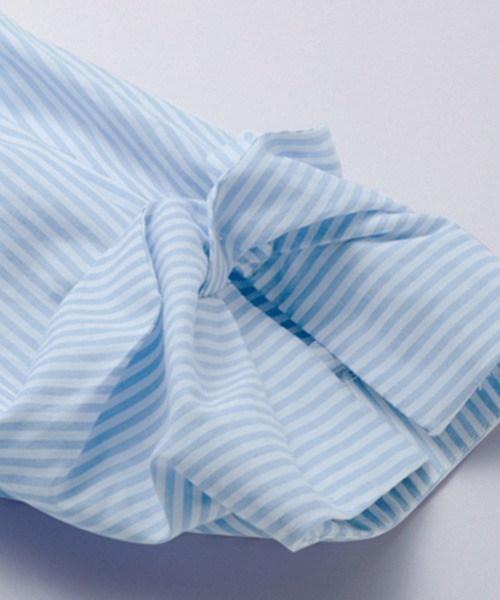 RANAN(ラナン)の「袖デザインストライプ柄シャツワンピース(シャツワンピース・レディース・ブルー系その他/ブラウン系/ネイビー系・M/L/LL)」の9枚目の写真