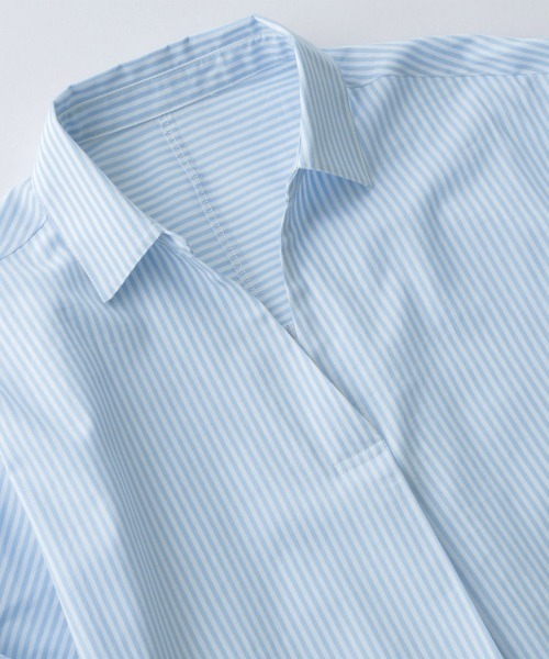 RANAN(ラナン)の「袖デザインストライプ柄シャツワンピース(シャツワンピース・レディース・ブルー系その他/ブラウン系/ネイビー系・M/L/LL)」の10枚目の写真