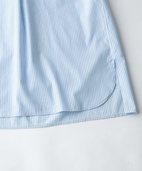 RANAN(ラナン)の「袖デザインストライプ柄シャツワンピース(シャツワンピース・レディース・ブルー系その他/ブラウン系/ネイビー系・M/L/LL)」の11枚目の写真