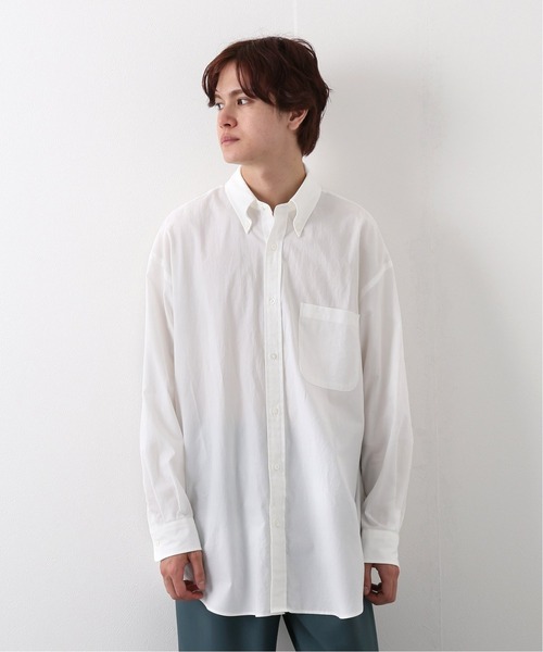 EDIFICE LA BOUCLE（エディフィスラブークル）の「【LA BOUCLE / ラブークル】オーバーサイズ ボタンダウンシャツ ロイヤルオックス（シャツ/ブラウス・メンズ・ホワイト/ピンク・1/2）」の2枚目の写真