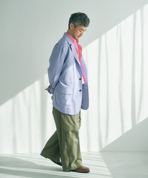 EDIFICE LA BOUCLE（エディフィスラブークル）の「【LA BOUCLE / ラブークル】オーバーサイズ ボタンダウンシャツ ロイヤルオックス（シャツ/ブラウス・メンズ・ホワイト/ピンク・1/2）」の3枚目の写真