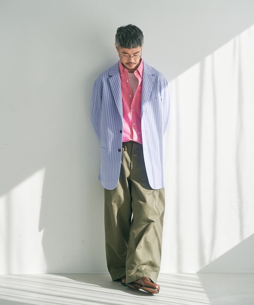 EDIFICE LA BOUCLE（エディフィスラブークル）の「【LA BOUCLE / ラブークル】オーバーサイズ ボタンダウンシャツ ロイヤルオックス（シャツ/ブラウス・メンズ・ホワイト/ピンク・1/2）」の4枚目の写真