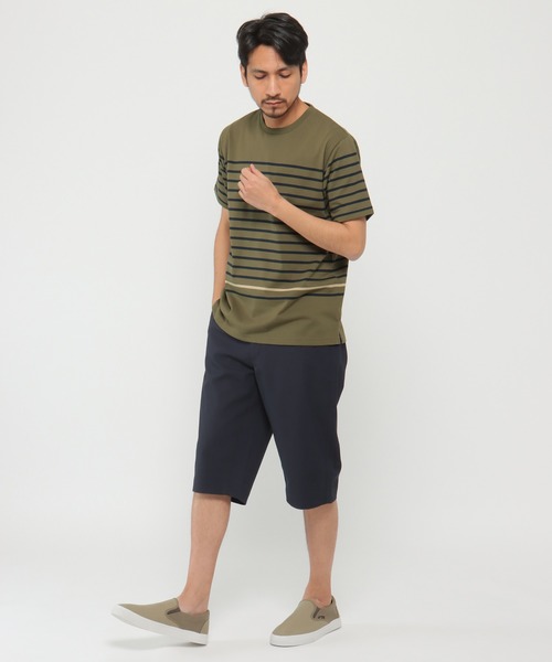ikka（イッカ）の「VORTEXパネルボーダーTシャツ（Tシャツ/カットソー・メンズ・ホワイト/ネイビー/グレー/オリーブ・S/M/L/XL）」の14枚目の写真
