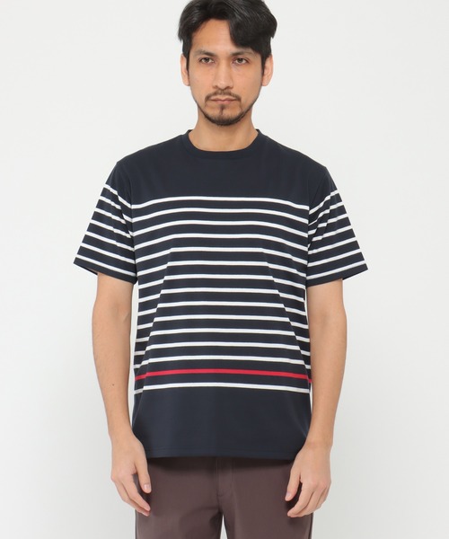 ikka（イッカ）の「VORTEXパネルボーダーTシャツ（Tシャツ/カットソー・メンズ・ホワイト/ネイビー/グレー/オリーブ・S/M/L/XL）」の6枚目の写真
