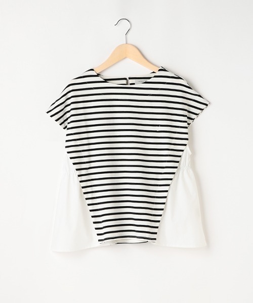 pom ponette junior（ポンポネットジュニア）の「【AMI】ボーダードッキングTシャツ（Tシャツ/カットソー・キッズ・ホワイト/イエロー・L/M）」の2枚目の写真