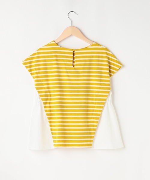 pom ponette junior（ポンポネットジュニア）の「【AMI】ボーダードッキングTシャツ（Tシャツ/カットソー・キッズ・ホワイト/イエロー・L/M）」の3枚目の写真