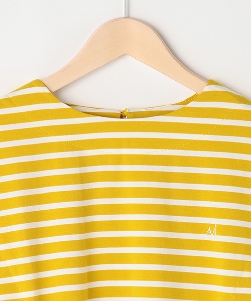 pom ponette junior（ポンポネットジュニア）の「【AMI】ボーダードッキングTシャツ（Tシャツ/カットソー・キッズ・ホワイト/イエロー・L/M）」の4枚目の写真