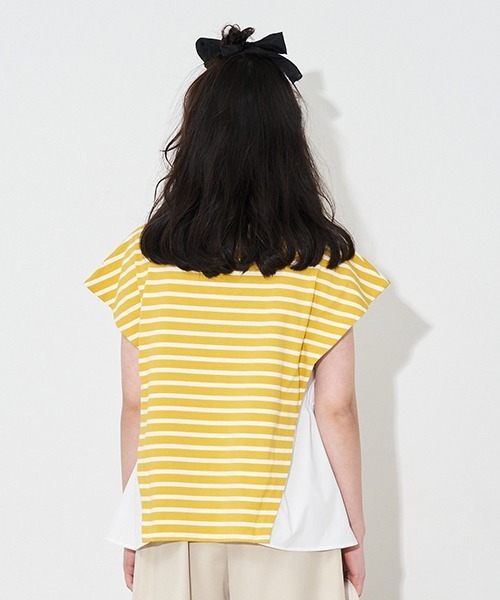 pom ponette junior（ポンポネットジュニア）の「【AMI】ボーダードッキングTシャツ（Tシャツ/カットソー・キッズ・ホワイト/イエロー・L/M）」の13枚目の写真