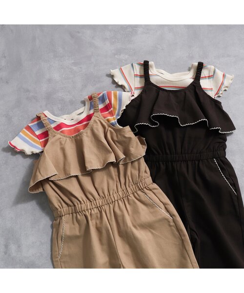 BREEZE(ブリーズ)の「マルチボーダーリブTシャツ(Tシャツ/カットソー・キッズ・オフホワイト/レインボー・100/110/80/90/120/130/140)」の4枚目の写真