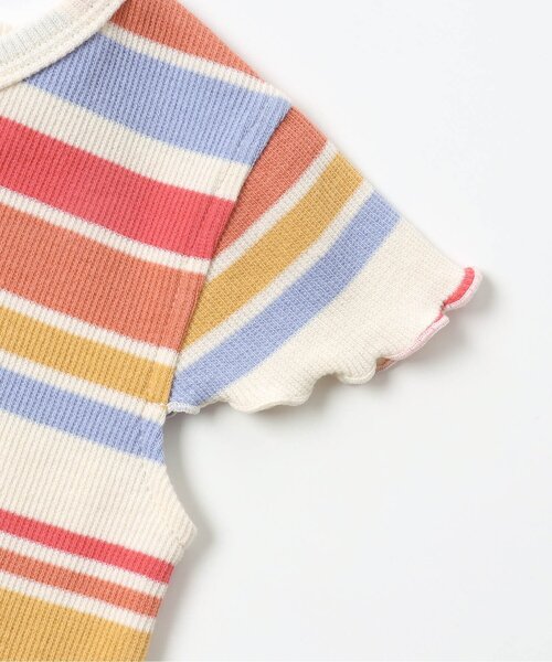 BREEZE(ブリーズ)の「マルチボーダーリブTシャツ(Tシャツ/カットソー・キッズ・オフホワイト/レインボー・100/110/80/90/120/130/140)」の8枚目の写真