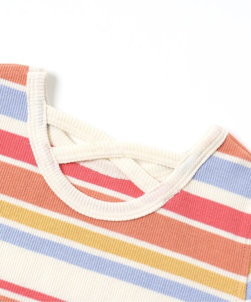 BREEZE(ブリーズ)の「マルチボーダーリブTシャツ(Tシャツ/カットソー・キッズ・オフホワイト/レインボー・100/110/80/90/120/130/140)」の11枚目の写真