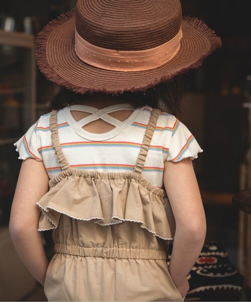 BREEZE(ブリーズ)の「マルチボーダーリブTシャツ(Tシャツ/カットソー・キッズ・オフホワイト/レインボー・100/110/80/90/120/130/140)」の13枚目の写真