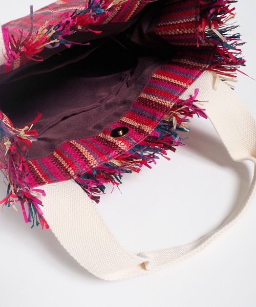 Crisp（クリスプ）の「ラフィアフリンジバッグ（ハンドバッグ・レディース・ブラック/ピンク・FREE）」の14枚目の写真