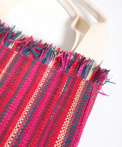 Crisp（クリスプ）の「ラフィアフリンジバッグ（ハンドバッグ・レディース・ブラック/ピンク・FREE）」の15枚目の写真