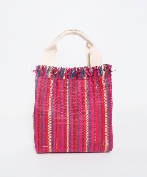 Crisp（クリスプ）の「ラフィアフリンジバッグ（ハンドバッグ・レディース・ブラック/ピンク・FREE）」の10枚目の写真