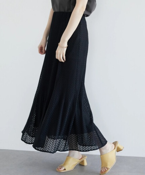 Green　Parks（グリーンパークス）の「・SUGAR SPOON レースプリーツスカート（スカート・レディース・アイボリー/ブラック/グリーン系その他3・FREE）」の2枚目の写真