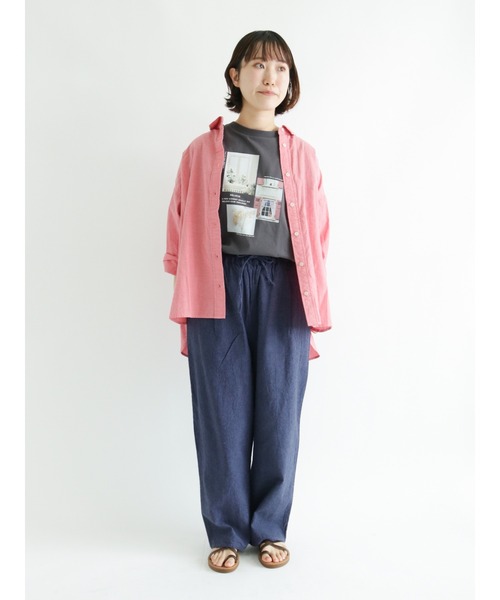 Samansa Mos2（サマンサ モスモス）の「フォトプリントゆるTシャツ（Tシャツ/カットソー・レディース・ベージュ/オフホワイト/サックスブルー/チャコール・ﾌﾘ-）」の10枚目の写真