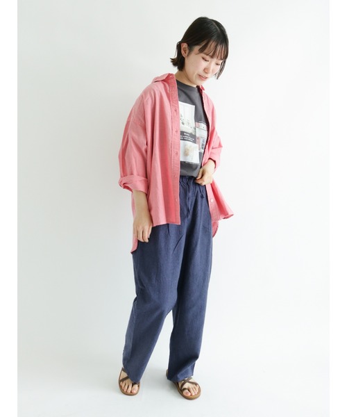 Samansa Mos2（サマンサ モスモス）の「フォトプリントゆるTシャツ（Tシャツ/カットソー・レディース・ベージュ/オフホワイト/サックスブルー/チャコール・ﾌﾘ-）」の11枚目の写真