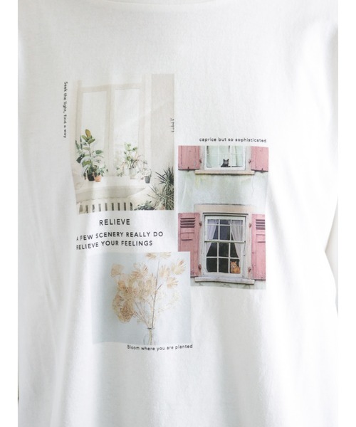 Samansa Mos2（サマンサ モスモス）の「フォトプリントゆるTシャツ（Tシャツ/カットソー・レディース・ベージュ/オフホワイト/サックスブルー/チャコール・ﾌﾘ-）」の18枚目の写真