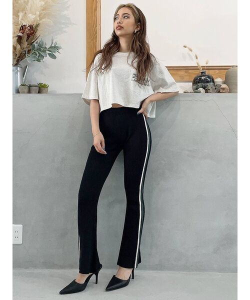 GYDA（ジェイダ）の「【セットアップ着用可】サイドライン フレアニットパンツ（その他パンツ・レディース・ブラック/ピンク/グリーン・FREE）」の8枚目の写真