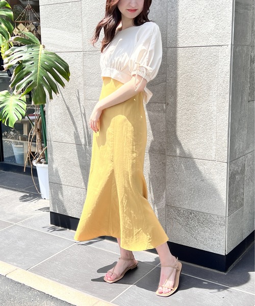 NOMAE（ノーマエ）の「レイヤードキャミワンピース（ワンピース・レディース・ホワイト/ブラック/イエロー/ベージュ・FREE）」の4枚目の写真