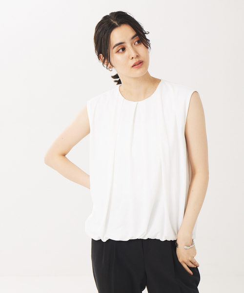 abahouse mavie（アバハウスマヴィ）の「タックノースリーブブラウス（シャツ/ブラウス・レディース・ホワイト/ブラック/キャメル/ピンク/グリーン・フリー）」の2枚目の写真