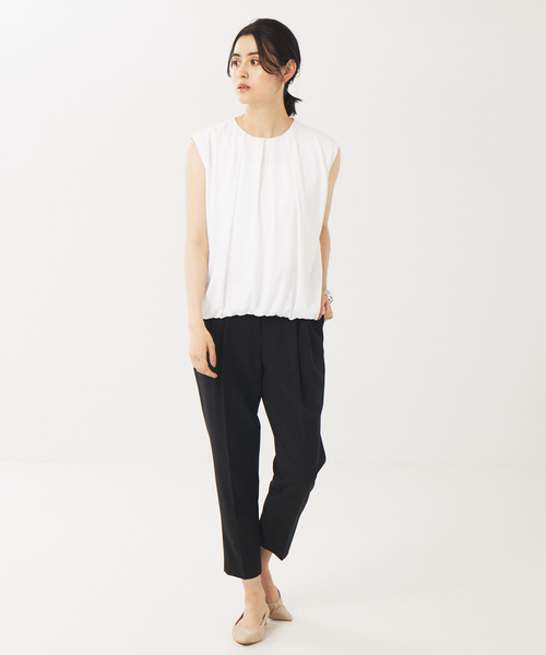 abahouse mavie（アバハウスマヴィ）の「タックノースリーブブラウス（シャツ/ブラウス・レディース・ホワイト/ブラック/キャメル/ピンク/グリーン・フリー）」の6枚目の写真