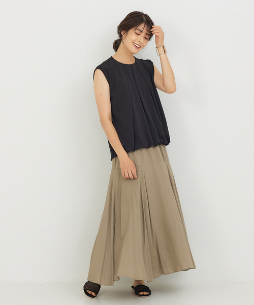 abahouse mavie（アバハウスマヴィ）の「タックノースリーブブラウス（シャツ/ブラウス・レディース・ホワイト/ブラック/キャメル/ピンク/グリーン・フリー）」の12枚目の写真