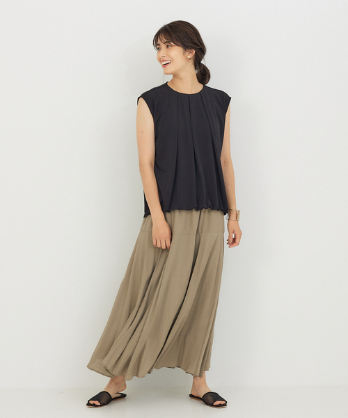 abahouse mavie（アバハウスマヴィ）の「タックノースリーブブラウス（シャツ/ブラウス・レディース・ホワイト/ブラック/キャメル/ピンク/グリーン・フリー）」の13枚目の写真