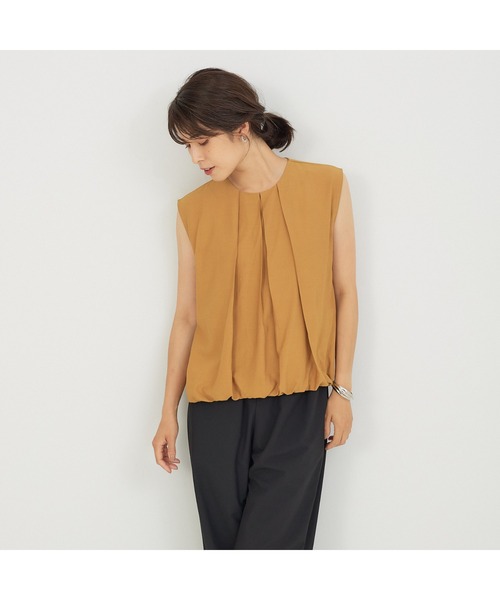 abahouse mavie（アバハウスマヴィ）の「タックノースリーブブラウス（シャツ/ブラウス・レディース・ホワイト/ブラック/キャメル/ピンク/グリーン・フリー）」の5枚目の写真