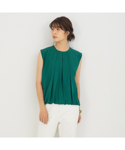 abahouse mavie（アバハウスマヴィ）の「タックノースリーブブラウス（シャツ/ブラウス・レディース・ホワイト/ブラック/キャメル/ピンク/グリーン・フリー）」の4枚目の写真