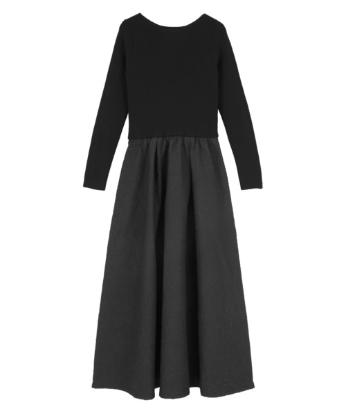 UR'S(ユアーズ)の「ふくれジャガードドッキングワンピース(ワンピース・レディース・ホワイト/ブラック・S/M/L)」の8枚目の写真