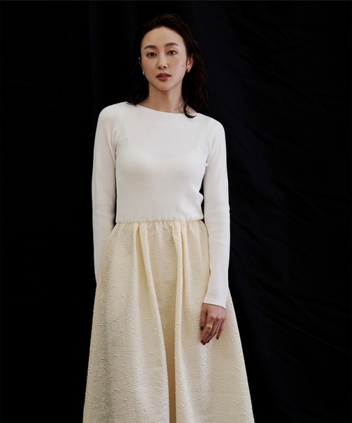 UR'S(ユアーズ)の「ふくれジャガードドッキングワンピース(ワンピース・レディース・ホワイト/ブラック・S/M/L)」の18枚目の写真