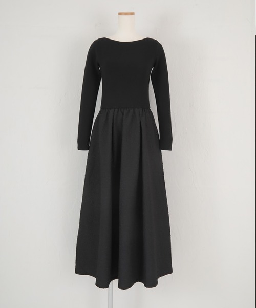 UR'S(ユアーズ)の「ふくれジャガードドッキングワンピース(ワンピース・レディース・ホワイト/ブラック・S/M/L)」の9枚目の写真