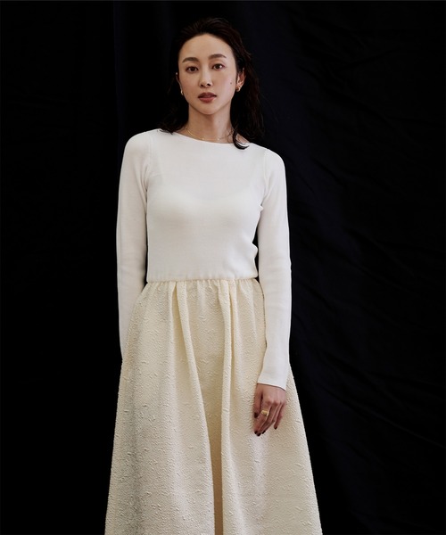 UR'S(ユアーズ)の「ふくれジャガードドッキングワンピース(ワンピース・レディース・ホワイト/ブラック・S/M/L)」の22枚目の写真