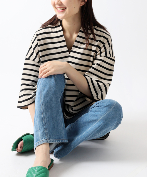 JOINT WORKS(ジョイントワークス)の「ボーダースキッパーTシャツ(Tシャツ/カットソー・レディース・ベージュ/ネイビー・FREE)」の20枚目の写真