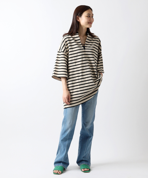 JOINT WORKS(ジョイントワークス)の「ボーダースキッパーTシャツ(Tシャツ/カットソー・レディース・ベージュ/ネイビー・FREE)」の21枚目の写真
