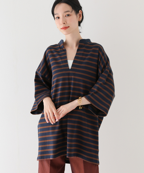 JOINT WORKS(ジョイントワークス)の「ボーダースキッパーTシャツ(Tシャツ/カットソー・レディース・ベージュ/ネイビー・FREE)」の3枚目の写真