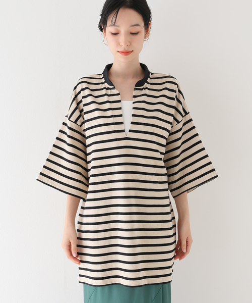 JOINT WORKS(ジョイントワークス)の「ボーダースキッパーTシャツ(Tシャツ/カットソー・レディース・ベージュ/ネイビー・FREE)」の15枚目の写真